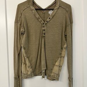 Pilcro Olive Green Button-Up Top